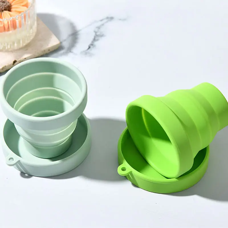 Collapsible Silicone Water Cup with Lid | Portable Foldable Travel Cup for Outdoor & Daily Use | OEM