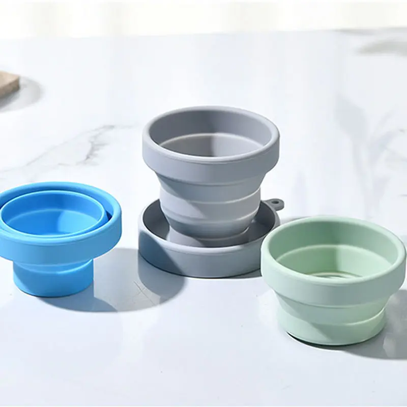 Collapsible Silicone Water Cup with Lid | Portable Foldable Travel Cup for Outdoor & Daily Use | OEM