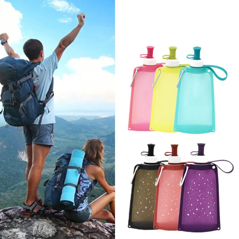 550ml Portable Folding Water Bag – Food-Grade Silicone Outdoor Bottle for Camping & Sports OEM