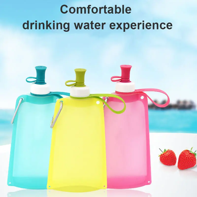 550ml Portable Folding Water Bag – Food-Grade Silicone Outdoor Bottle for Camping & Sports OEM