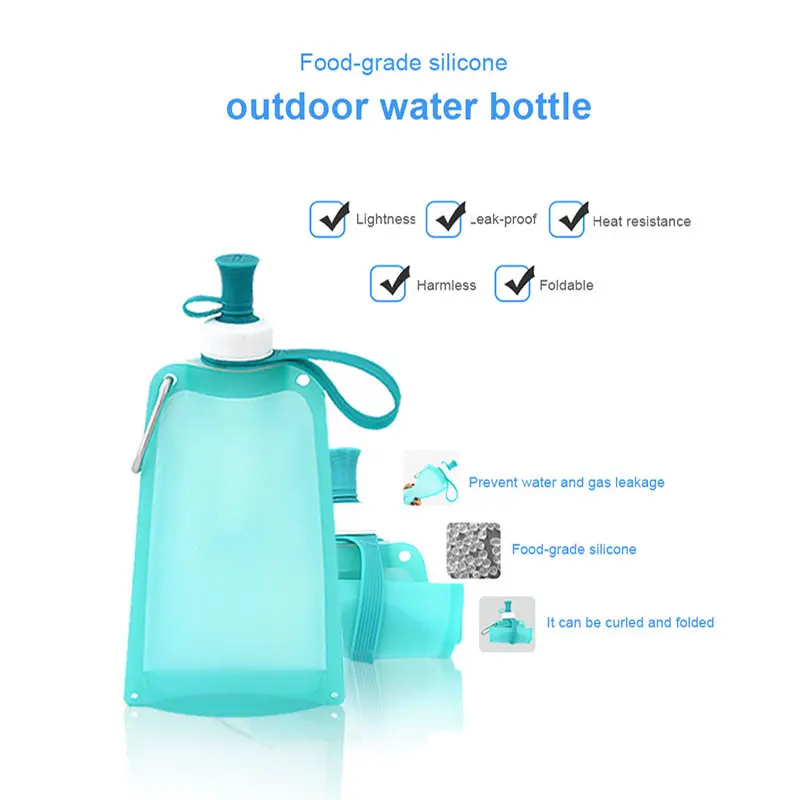 550ml Portable Folding Water Bag – Food-Grade Silicone Outdoor Bottle for Camping & Sports OEM