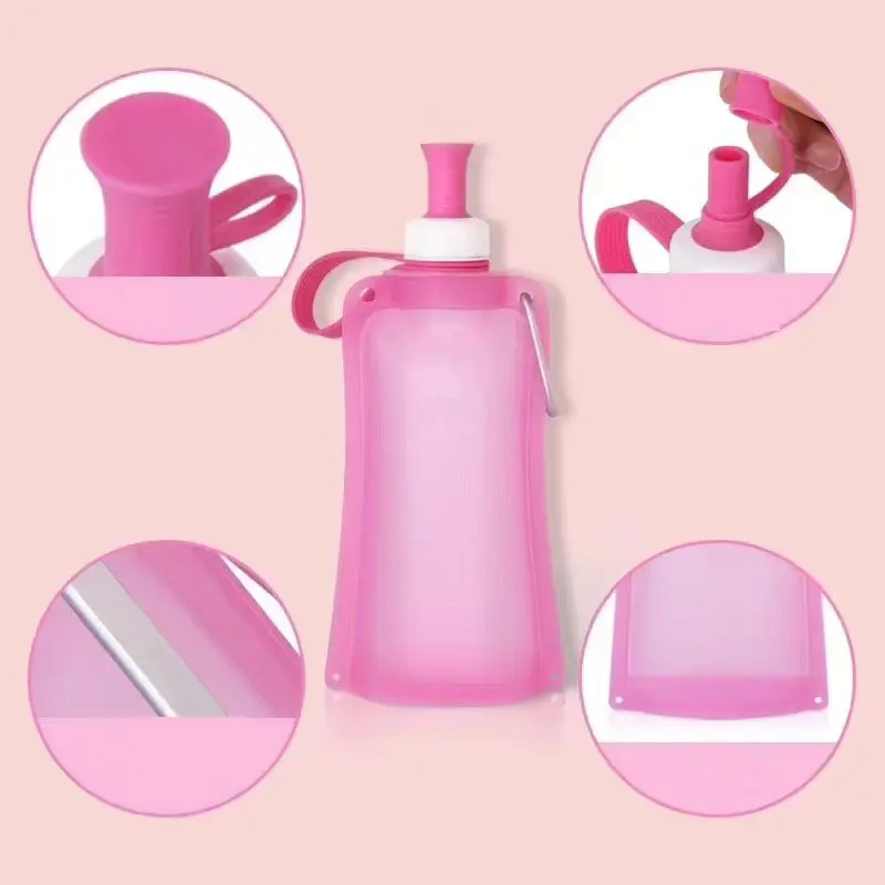 550ml Portable Folding Water Bag – Food-Grade Silicone Outdoor Bottle for Camping & Sports OEM