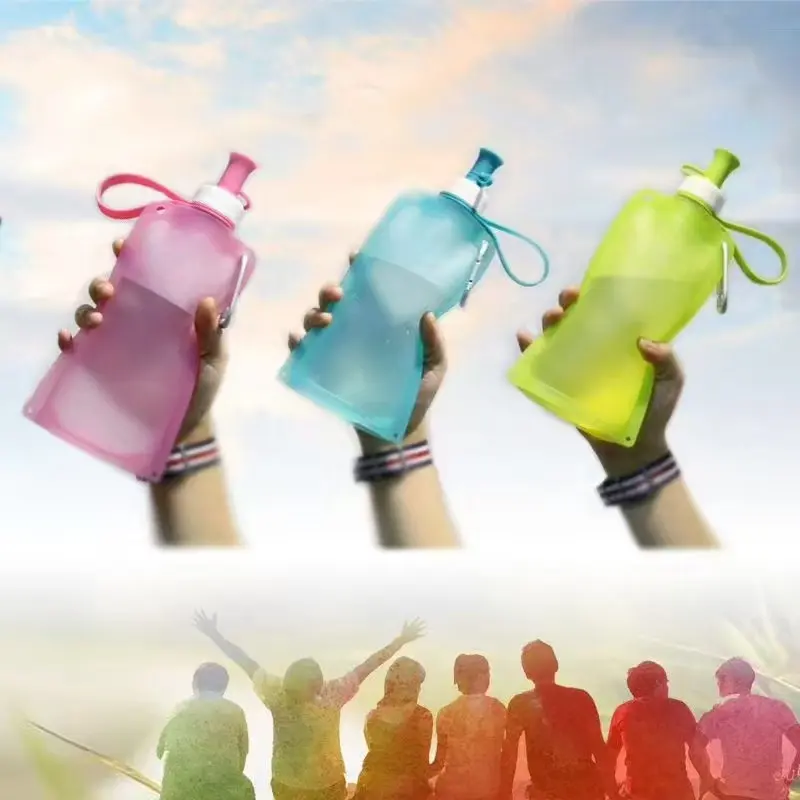 550ml Portable Folding Water Bag – Food-Grade Silicone Outdoor Bottle for Camping & Sports OEM